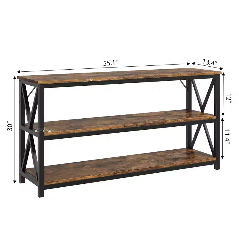 Console de 140 cm avec rangement à 3 niveaux pour entrée, couloir et salon