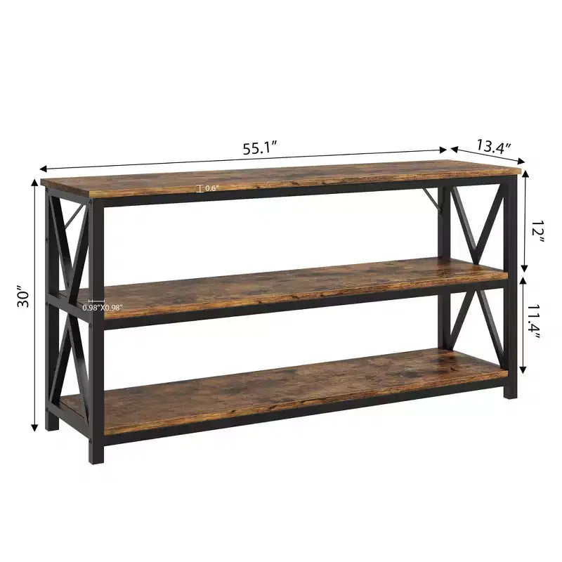 Console de 140 cm avec rangement à 3 niveaux pour entrée, couloir et salon