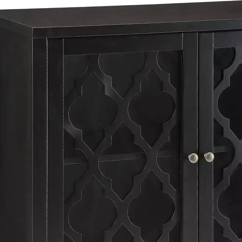 Buffet console en bois moderne avec portes en verre