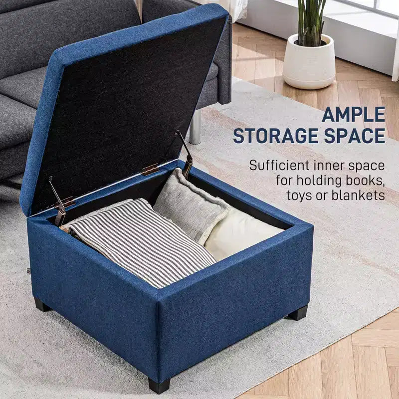 Banc ottoman de rangement avec couvercle rabattable, capitonné pour salon, entrée et chambre à coucher