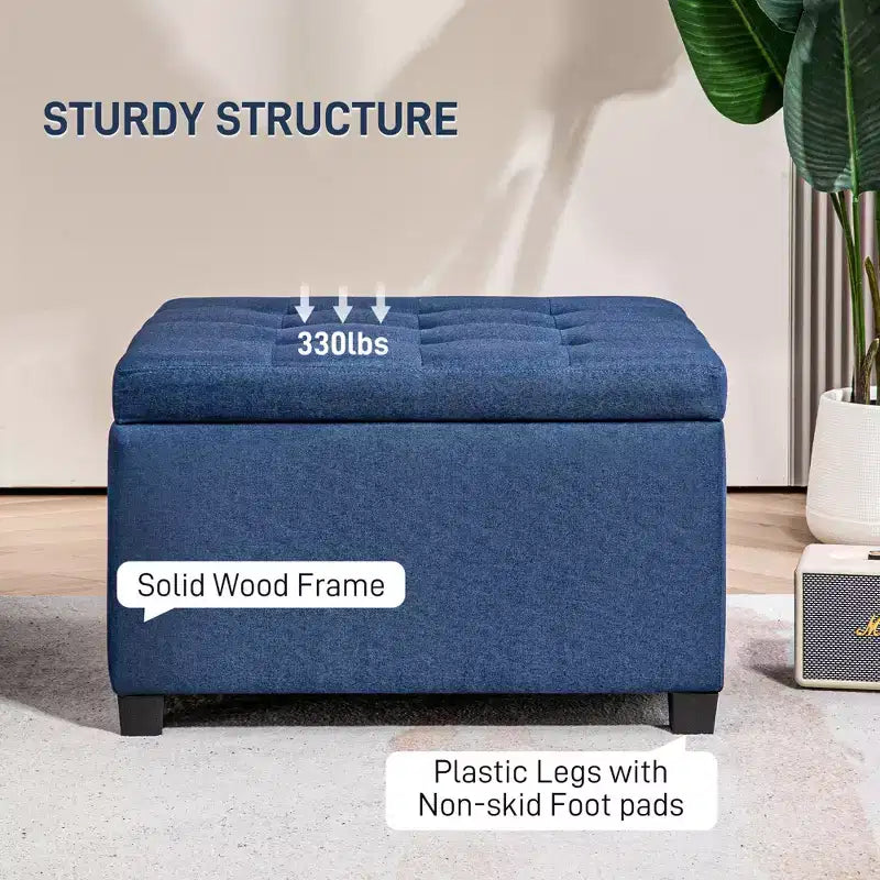 Banc ottoman de rangement avec couvercle rabattable, capitonné pour salon, entrée et chambre à coucher
