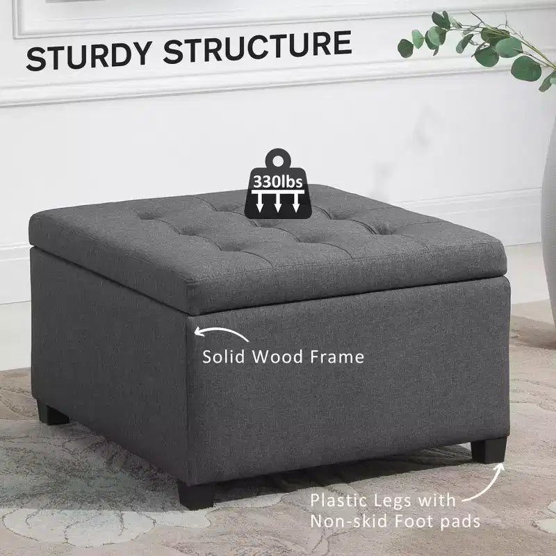 Banc ottoman de rangement avec couvercle rabattable, capitonné pour salon, entrée et chambre à coucher