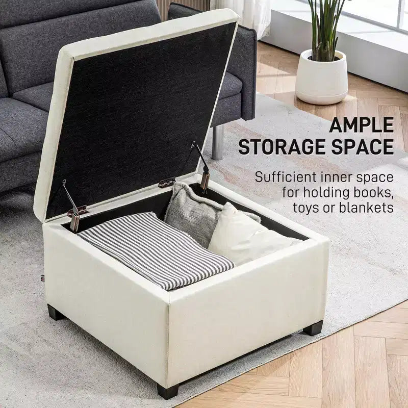 Banc ottoman de rangement avec couvercle rabattable, capitonné pour salon, entrée et chambre à coucher