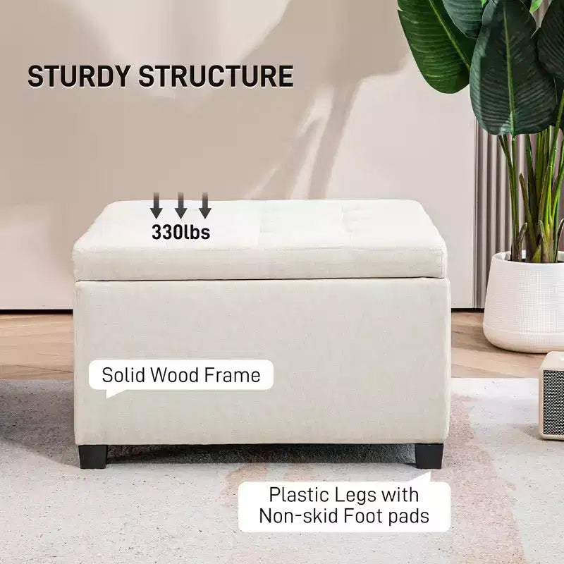 Banc ottoman de rangement avec couvercle rabattable, capitonné pour salon, entrée et chambre à coucher