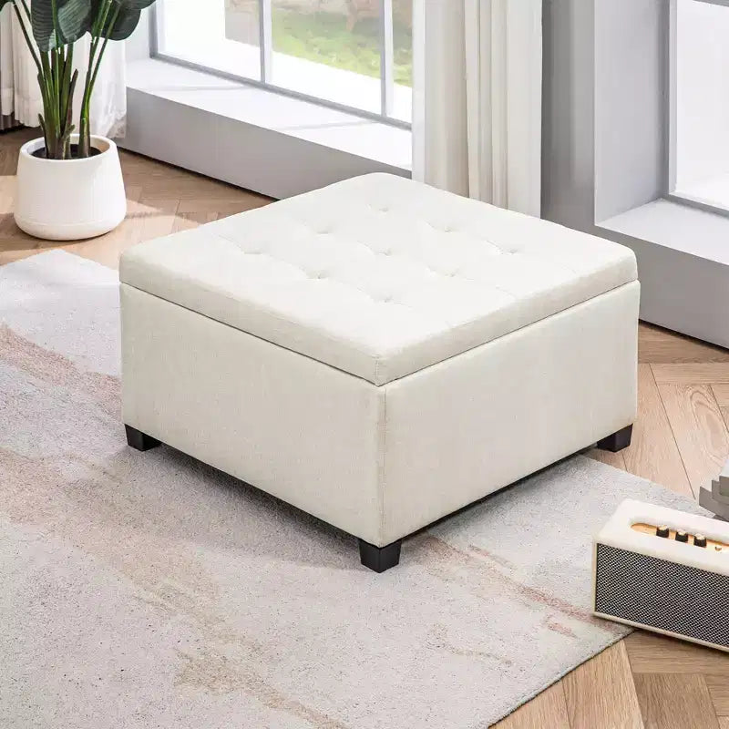 Banc ottoman de rangement avec couvercle rabattable, capitonné pour salon, entrée et chambre à coucher