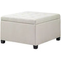 Round Storage Ottoman Bench, Button Tufted Ottoman with Flip Top for Living Room, Entryway and Bedroom