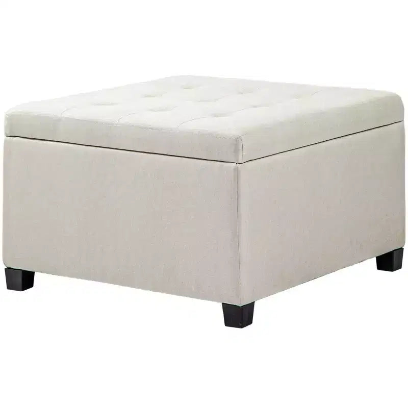 Round Storage Ottoman Bench, Button Tufted Ottoman with Flip Top for Living Room, Entryway and Bedroom