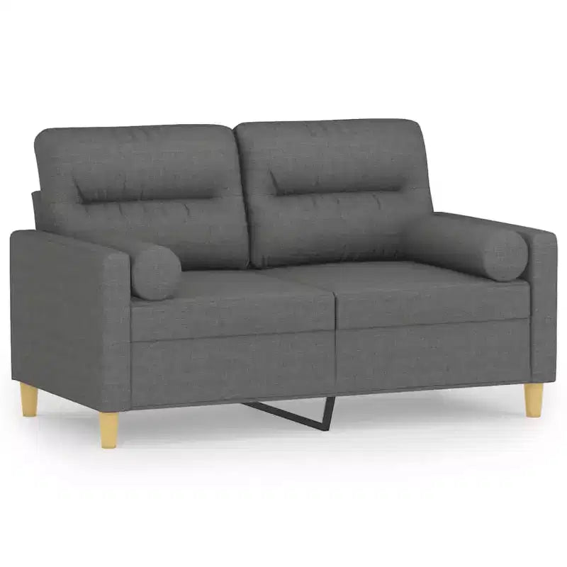 Canapé 2 places Tissu gris foncé (100 % polyester) Structure en métal
