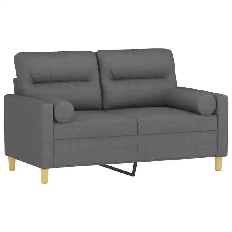 Canapé 2 places Tissu gris foncé (100 % polyester) Structure en métal