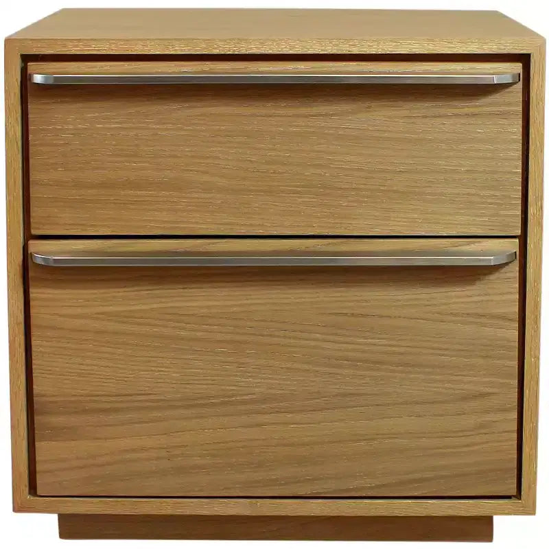 HomeRoots 24 Natural Solid and Manufactured Wood Two Drawer Nightstand
