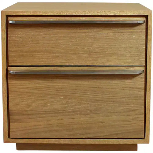 HomeRoots 24 Natural Solid and Manufactured Wood Two Drawer Nightstand