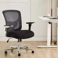 Okak Minimalism Ergonomic Office Chair with Mesh Backrest, Computer Chair with Lumbar Support and Armrest, Swivel Chair for Home, Office, Black