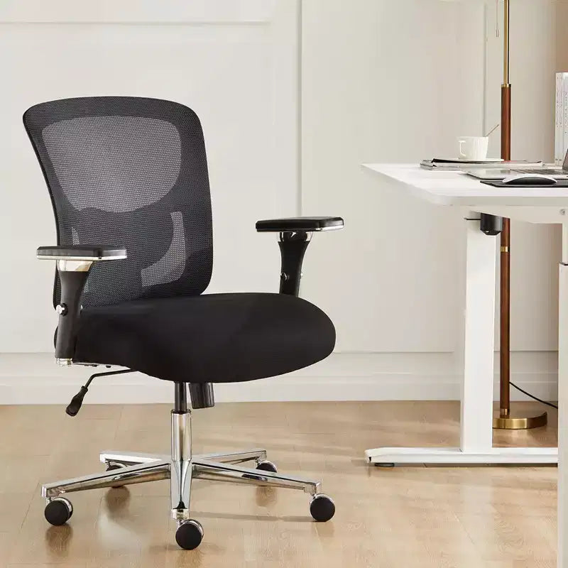 Okak Minimalism Ergonomic Office Chair with Mesh Backrest, Computer Chair with Lumbar Support and Armrest, Swivel Chair for Home, Office, Black
