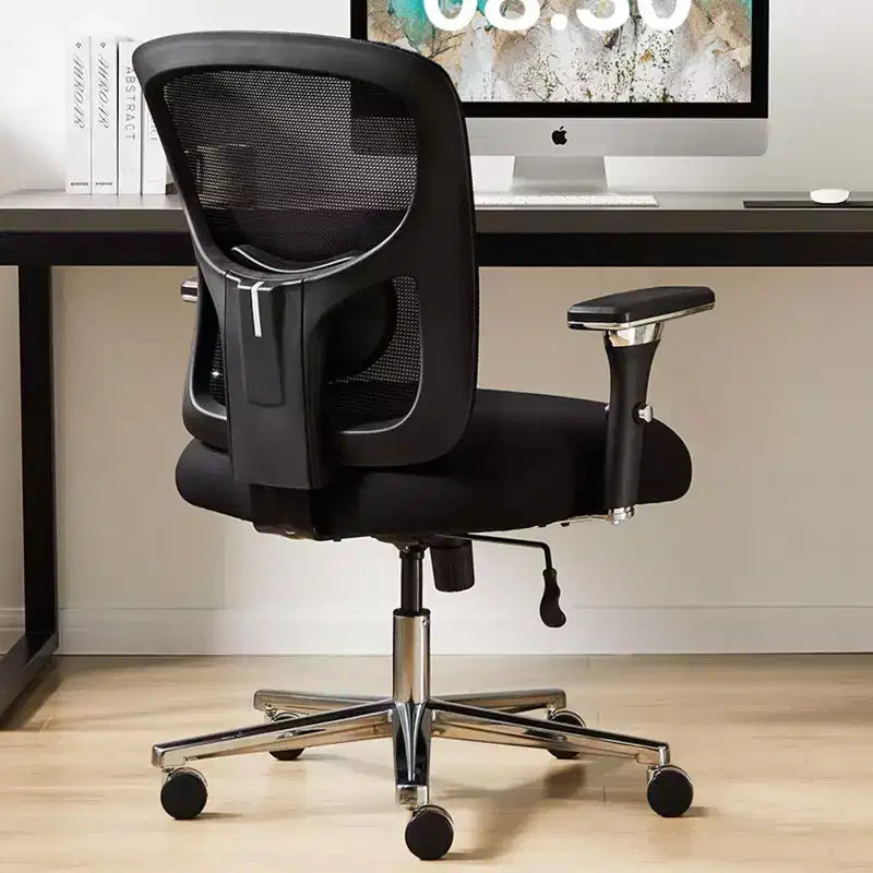 Chaise de bureau ergonomique avec dossier en maille, soutien lombaire et accoudoirs, chaise pivotante pour bureau à domicile, noire