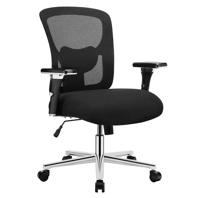 Chaise de bureau ergonomique avec dossier en maille, soutien lombaire et accoudoirs, chaise pivotante pour bureau à domicile, noire
