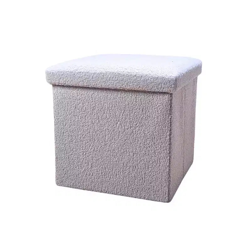 Pouffe de rangement cube bouclé 15 po