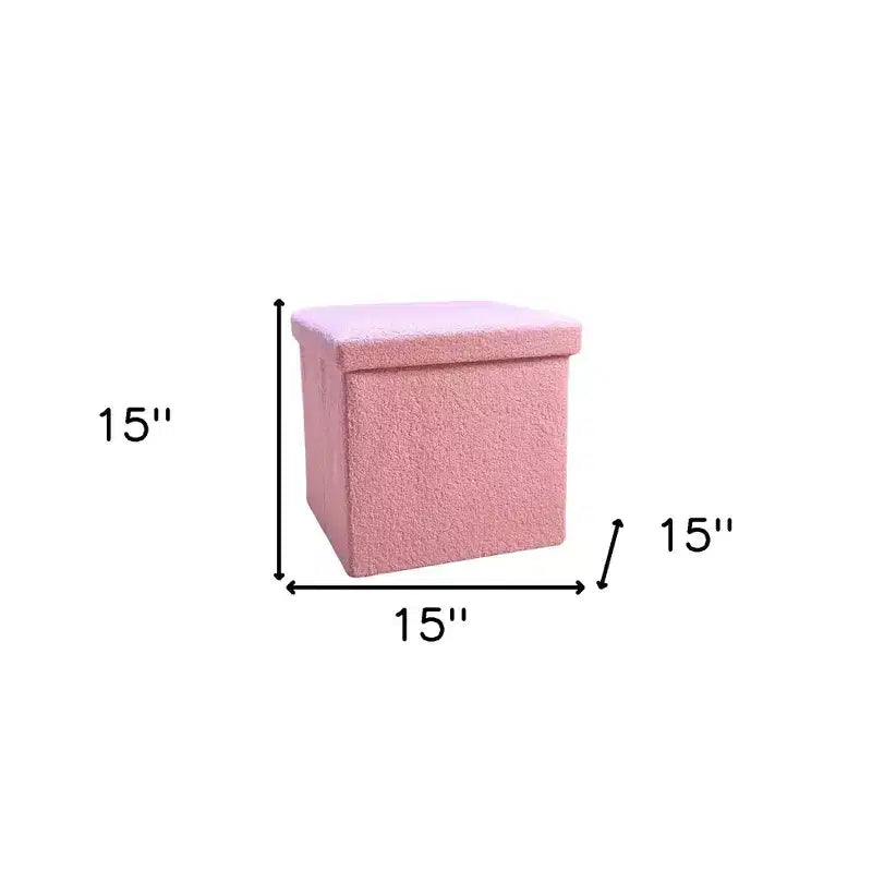 Pouffe de rangement cube bouclé 15 po