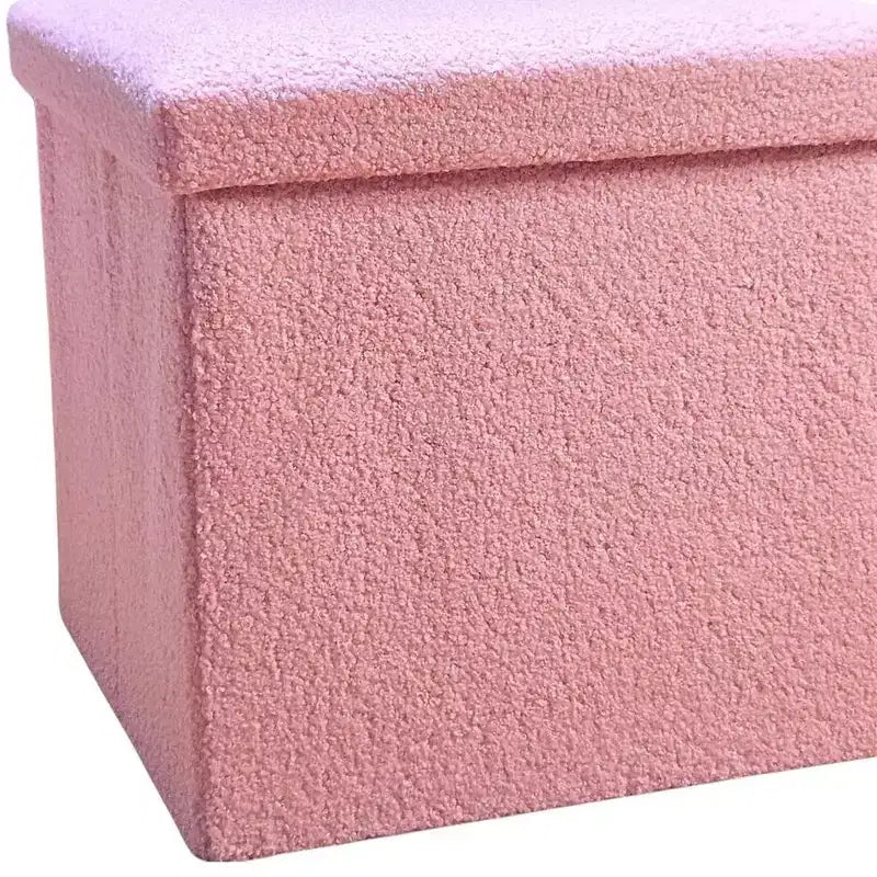 Pouffe de rangement cube bouclé 15 po