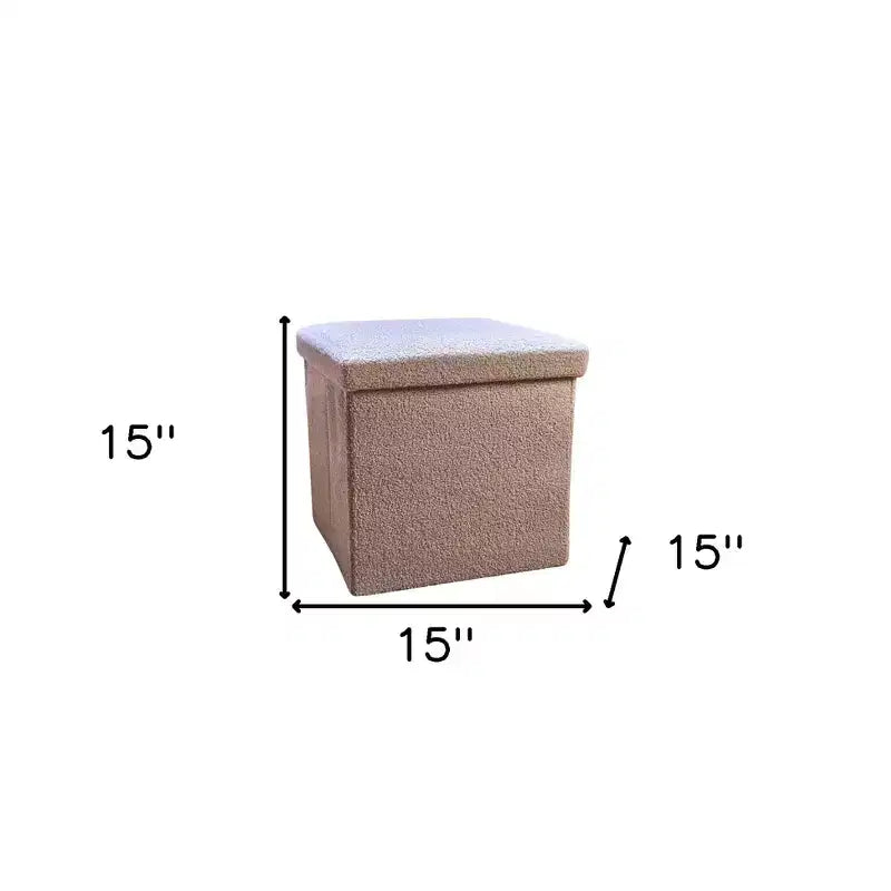 Pouffe de rangement cube bouclé 15 po