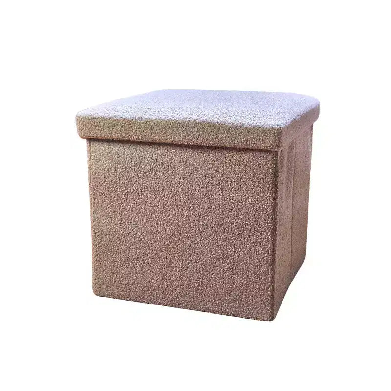 Pouffe de rangement cube bouclé 15 po
