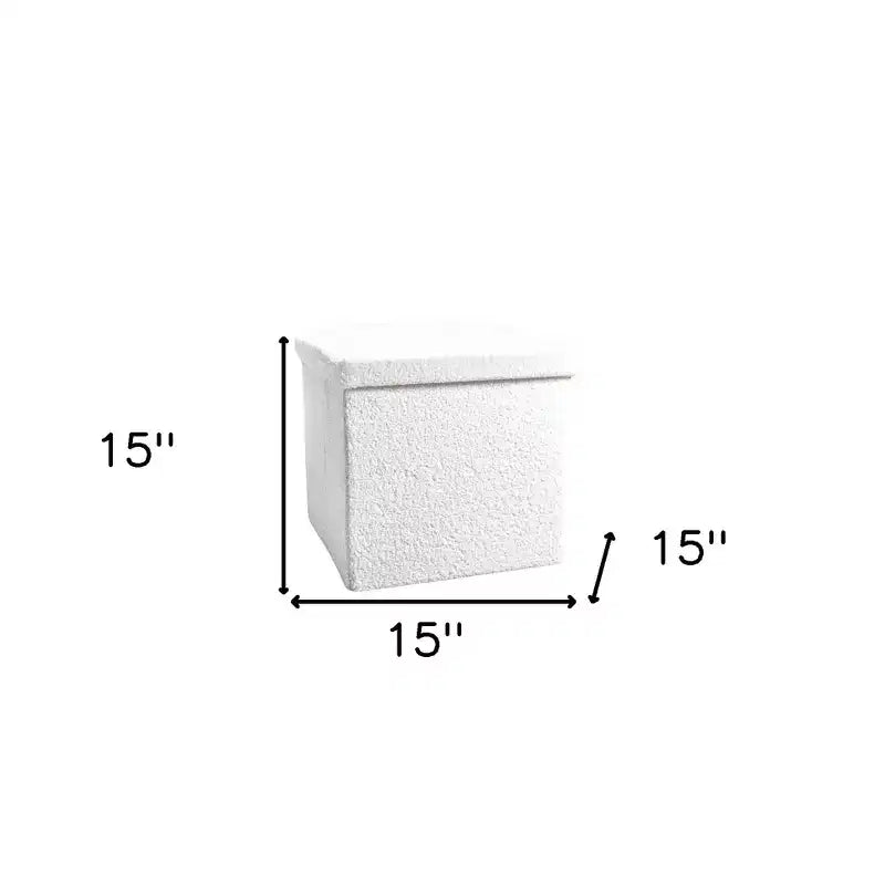 Pouffe de rangement cube bouclé 15 po