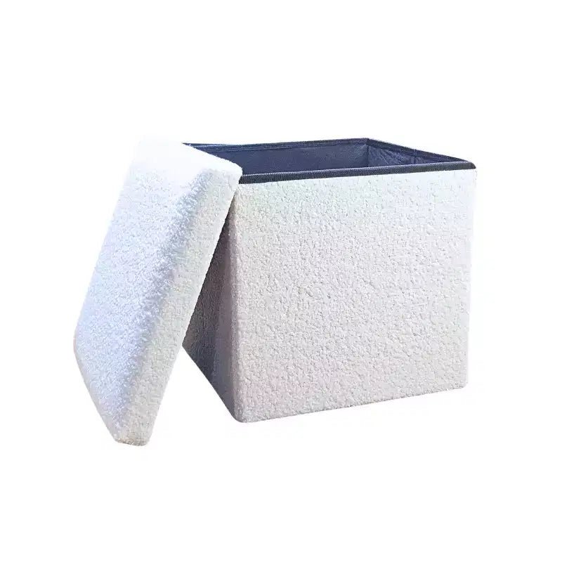 Pouffe de rangement cube bouclé 15 po