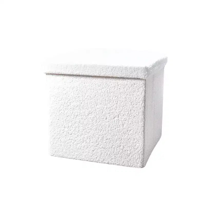 Pouffe de rangement cube bouclé 15 po