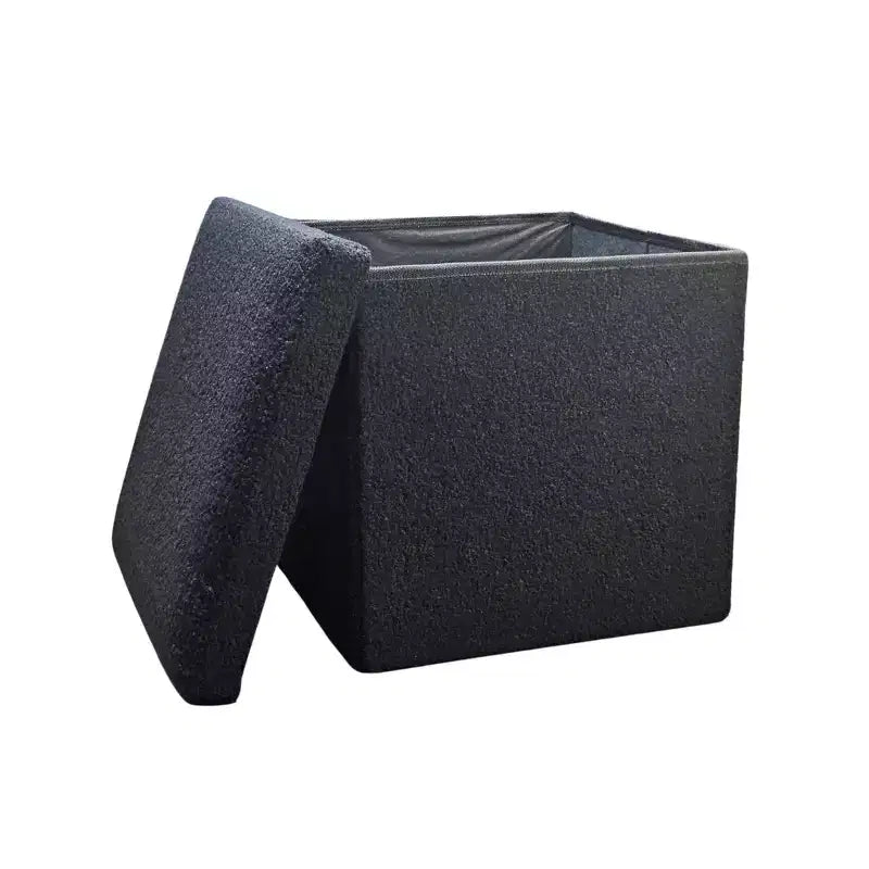 Pouffe de rangement cube bouclé 15 po