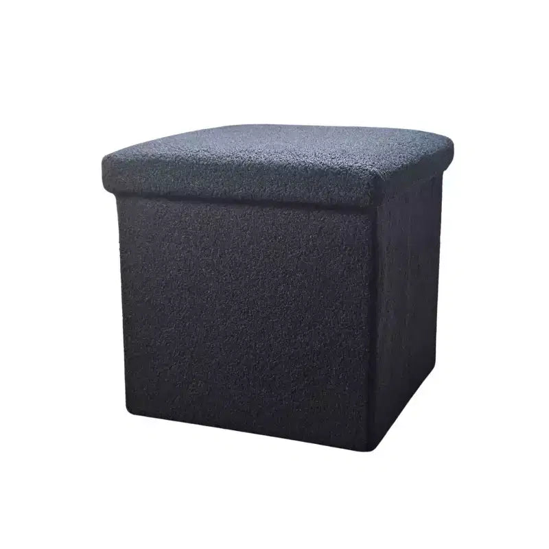 Pouffe de rangement cube bouclé 15 po