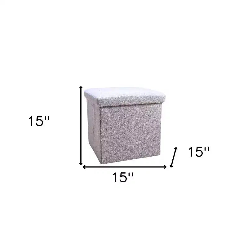 Pouffe de rangement cube bouclé 15 po