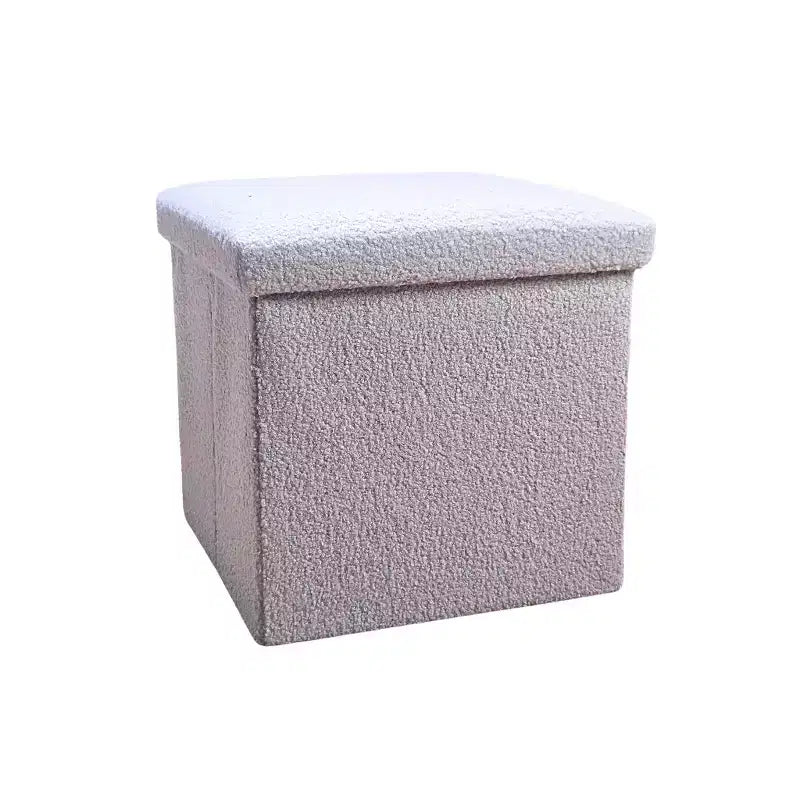 Pouffe de rangement cube bouclé 15 po