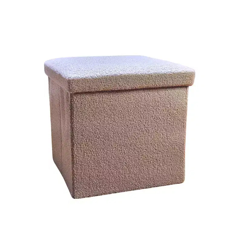 Pouffe de rangement cube bouclé 15 po