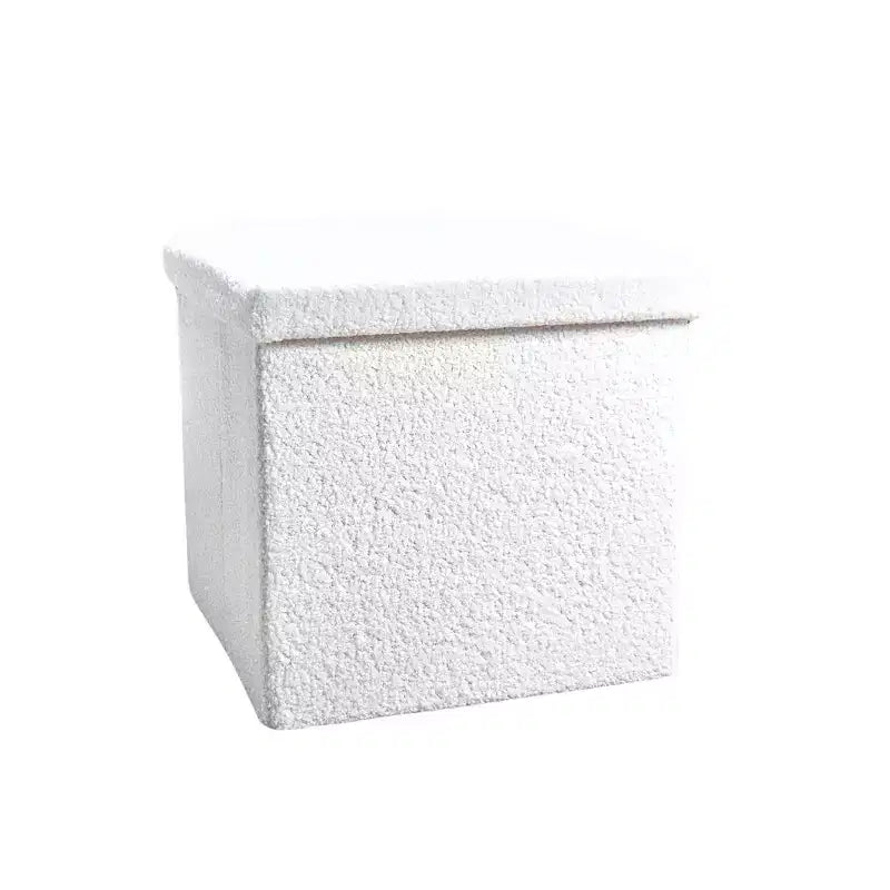 Pouffe de rangement cube bouclé 15 po