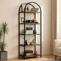 Modern Freestanding Display Shelving Unit Storage Bookshelf 5 Tier Bookcase Industrial Open Book Shelves,Rack Metal Frame for Bedroom Living Room