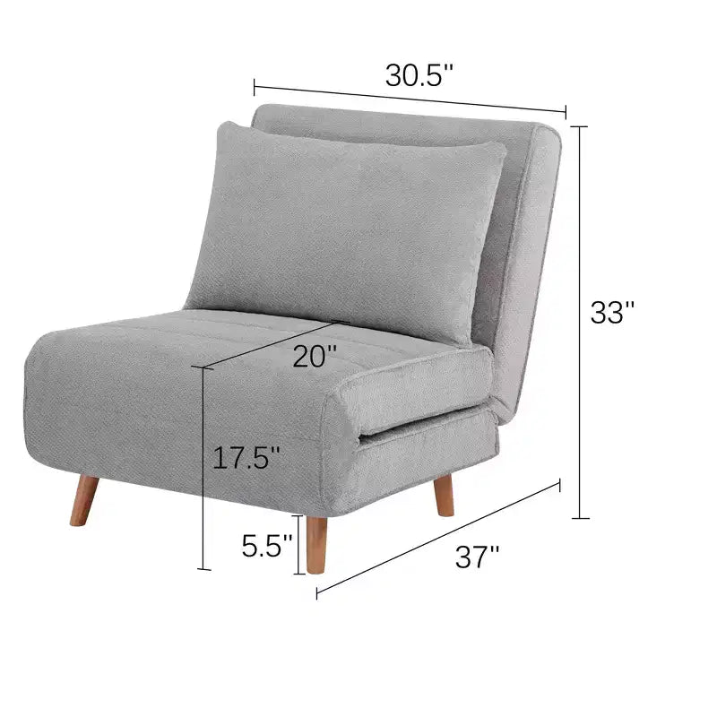 Lit pliant convertible moderne en chenille avec dossier réglable et oreiller