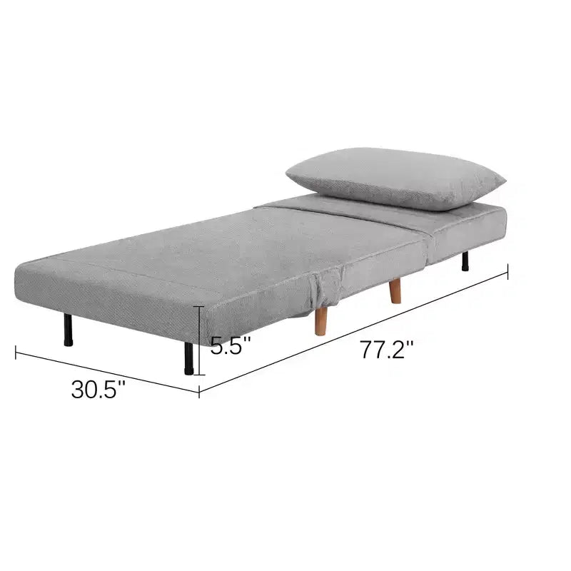 Lit pliant convertible moderne en chenille avec dossier réglable et oreiller