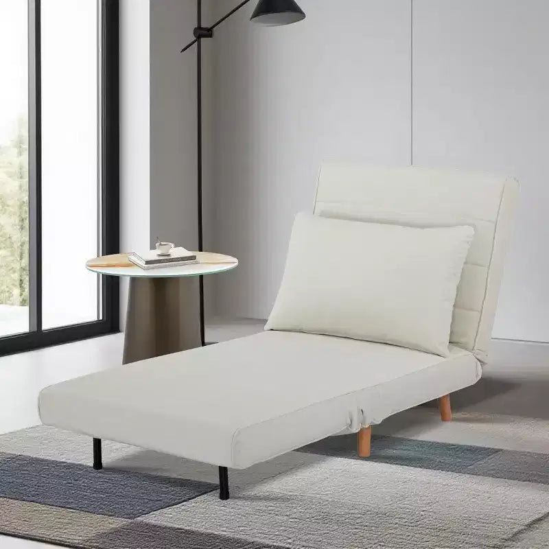 Lit pliant convertible moderne en chenille avec dossier réglable et oreiller
