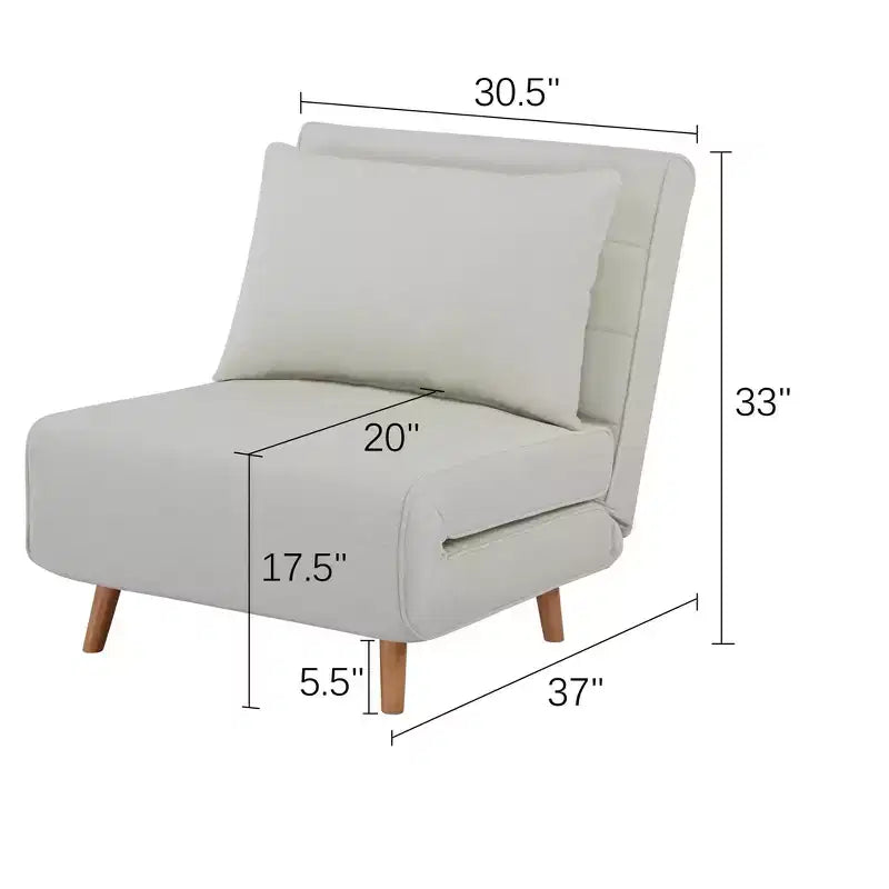 Lit pliant convertible moderne en chenille avec dossier réglable et oreiller