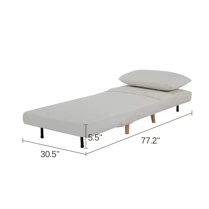 Lit pliant convertible moderne en chenille avec dossier réglable et oreiller