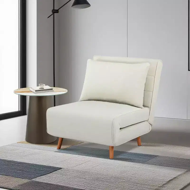 GDFStudio Rafael Modern Foldable Convertible Chenille Upholstered Chair Bed with Adjustable Backrest and Pillow