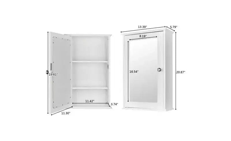 Armoire de toilette murale à une porte miroir avec étagère réglable