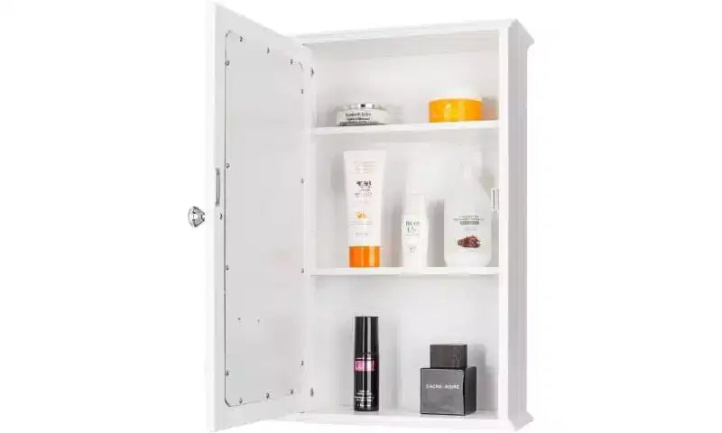 Armoire de toilette murale à une porte miroir avec étagère réglable