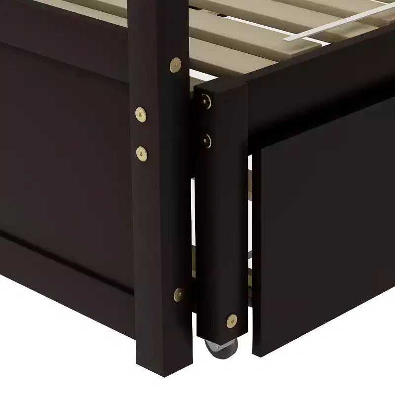 Lit de repos double en bois avec lit gigogne escamotable