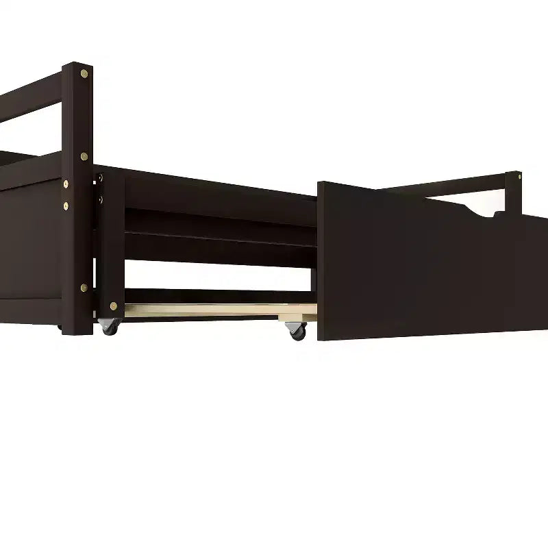 Lit de repos double en bois avec lit gigogne escamotable