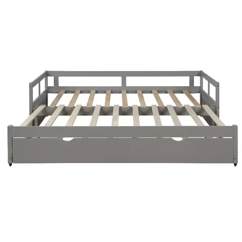 Lit de repos double en bois avec lit gigogne escamotable