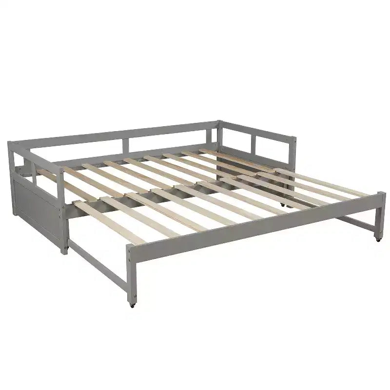 Lit de repos double en bois avec lit gigogne escamotable