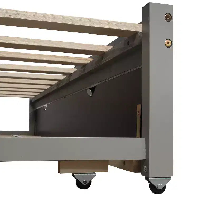 Lit de repos double en bois avec lit gigogne escamotable