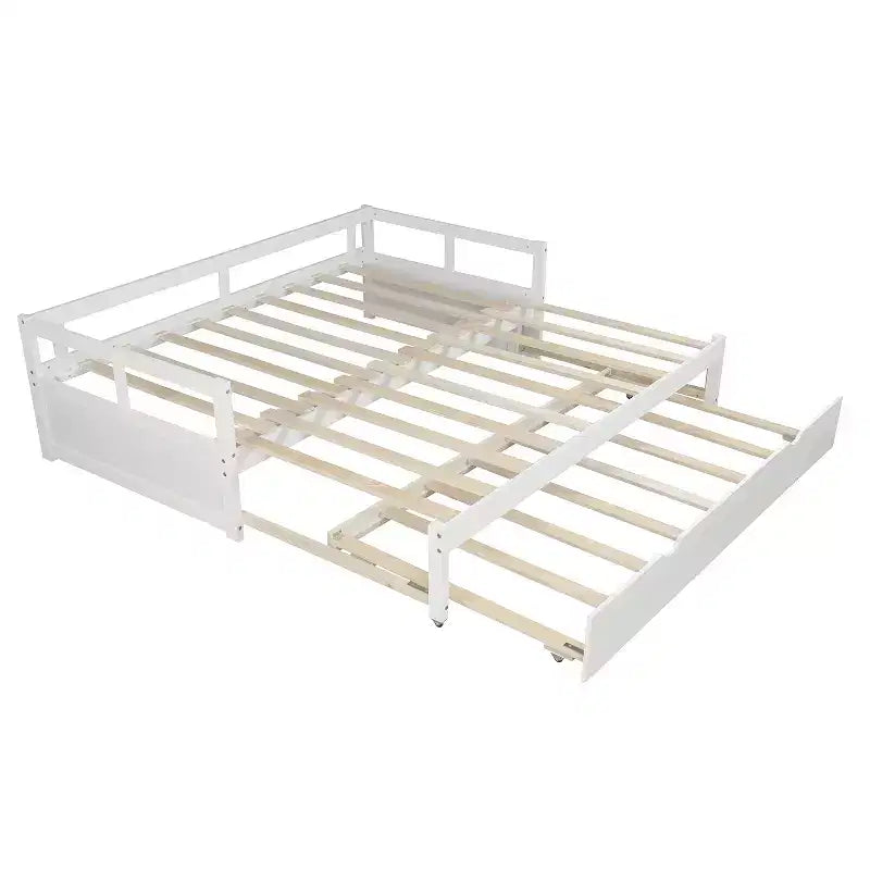 Lit de repos double en bois avec lit gigogne escamotable