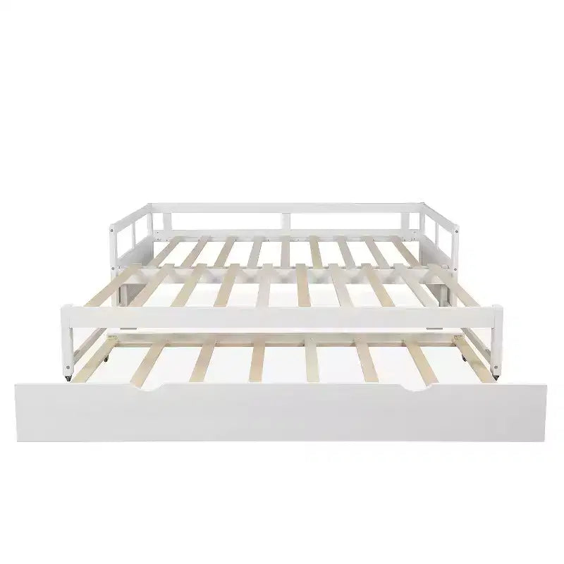 Lit de repos double en bois avec lit gigogne escamotable