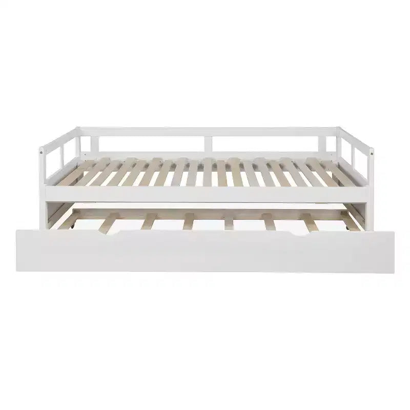 Lit de repos double en bois avec lit gigogne escamotable